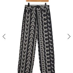 Marc Jacobs Black and Gray Graphic Wide Leg Pants size 28
